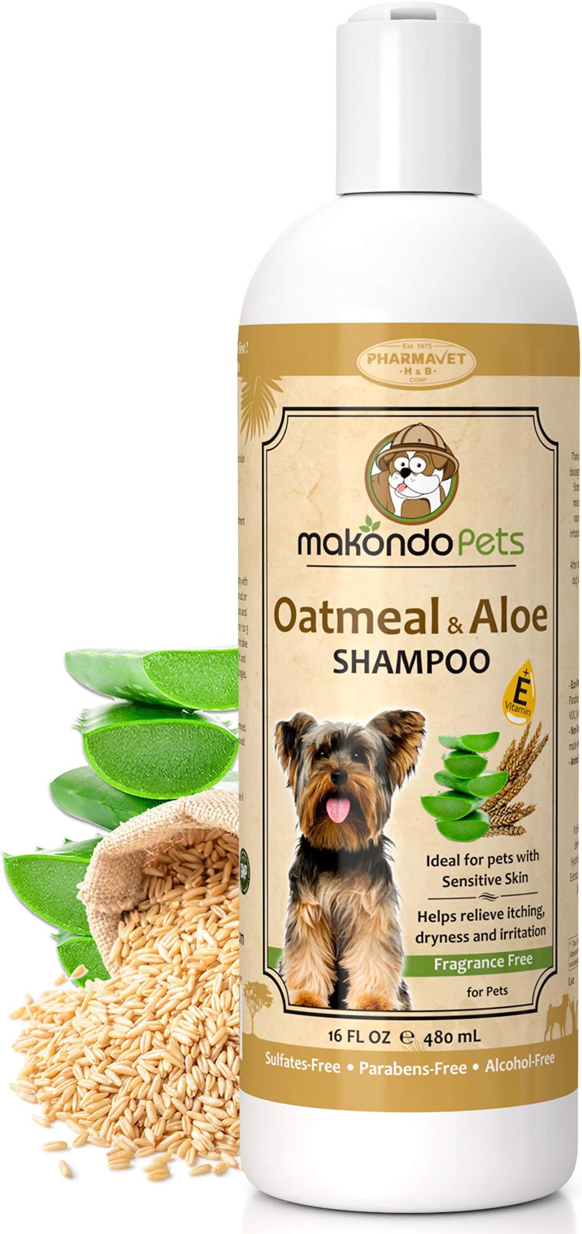 Oatmeal Dog Shampoo with Aloe Vera and Vitamin E ideal for Sensitive Skin