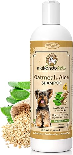 Champú de avena para perros con aloe vera. Champú hipoalergénico para perros para alergias y picazón. Champú ideal para mascotas para su aseo de