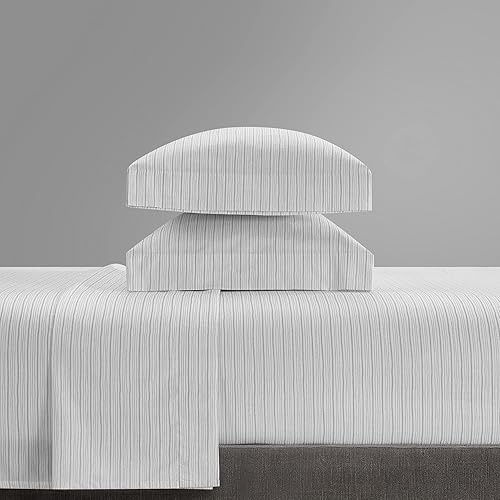 Miniatura 5 de New York & Company Samara - Juego de sábanas de 4 piezas súper suave y único diseño de estampado a rayas, incluye 1 encimera, 1 sábana bajera y 2