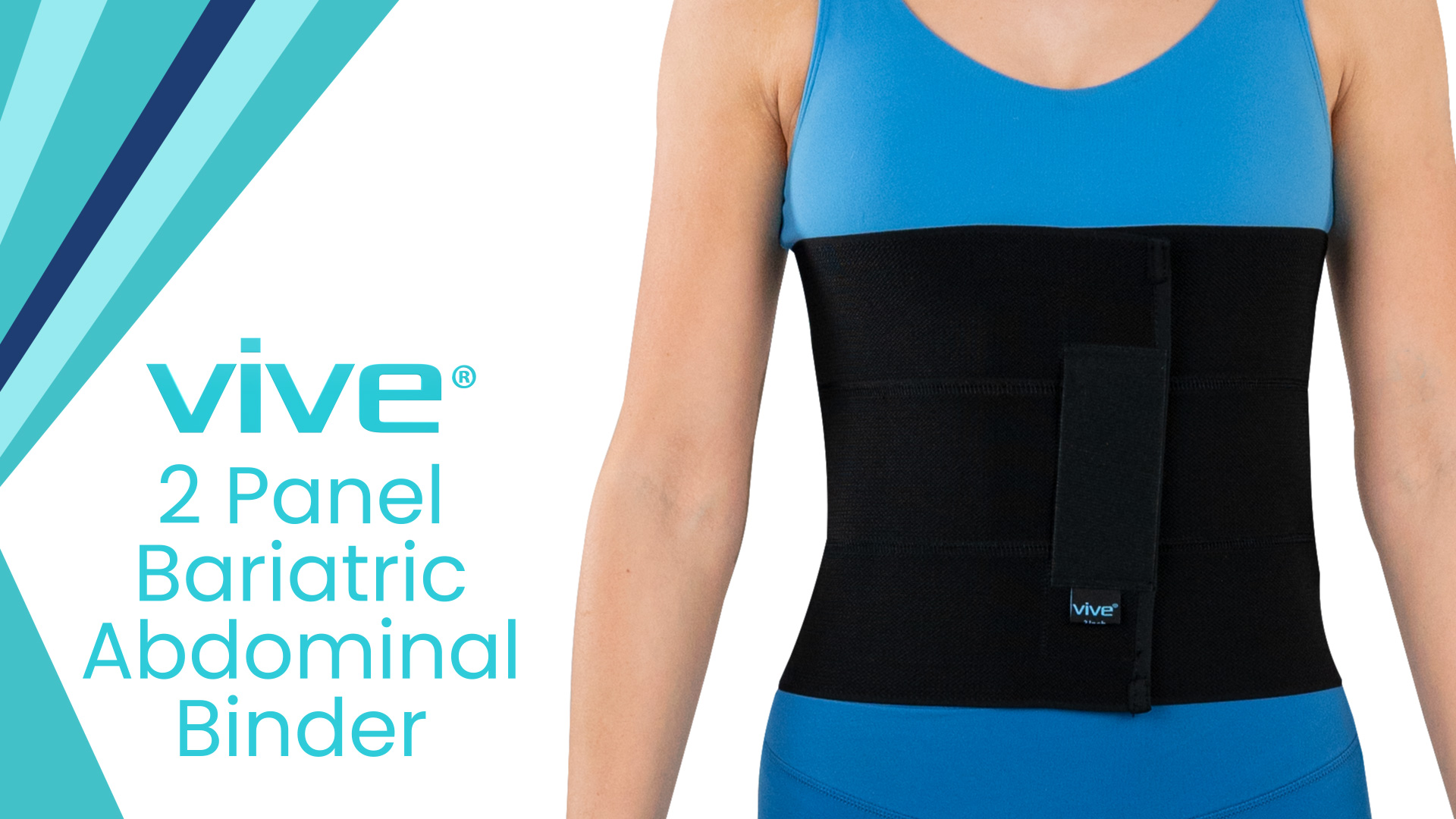 Vive 2-Panel Abdominal Binder Post Surgery – Postpartum & Hernia Support Belt (Black)