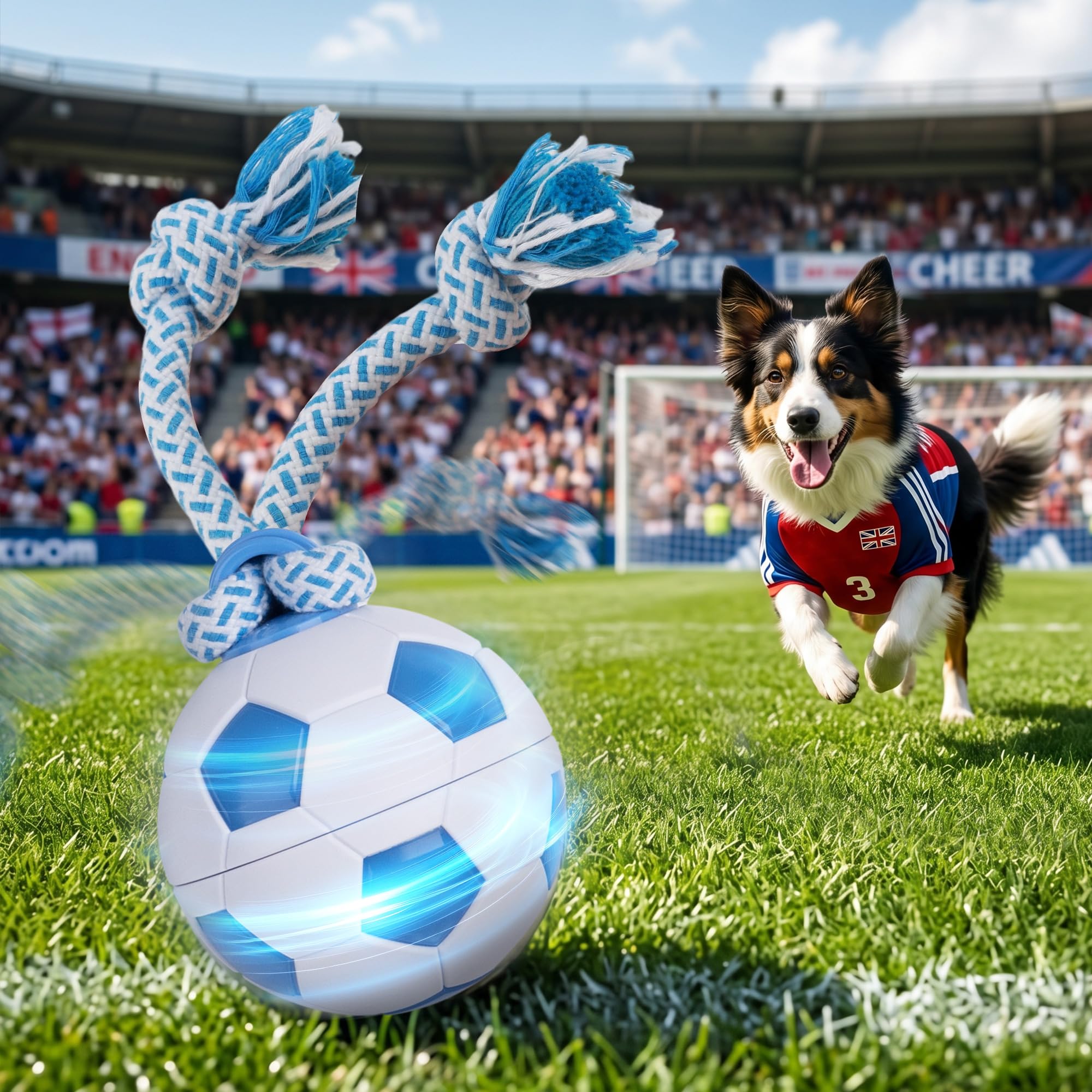 Pet Prime Interactive Dog Toys Self Moving Automatic Rolling Ball on Rope USB Rechargeable Auto-Standby, 3 Modes for Boredom Relief & Anxiety, for Small Medium Breeds Indooor/outdoor Play