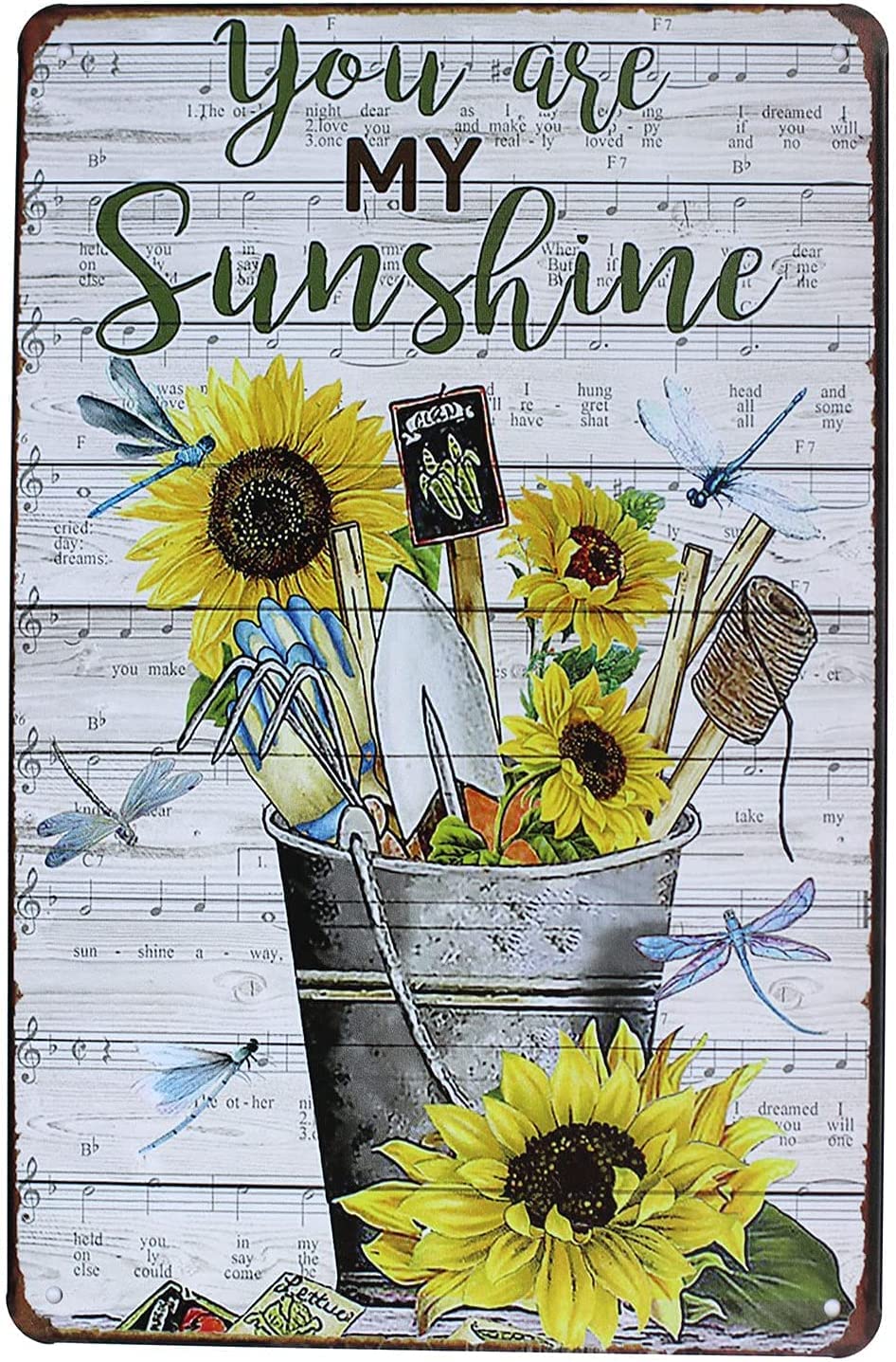 Haosensix Sunflowers Metal Tin Sign Smile and Start Again Retro Poster Decor Plaque for Farmhouse Bathroom Art Toilet Poster Painting 8x12 Inch