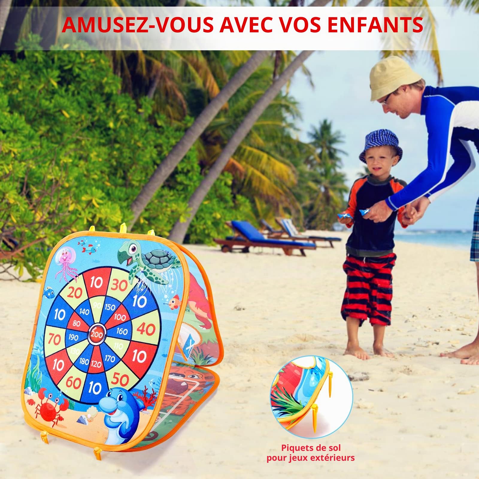 Vdealen Jeu de Lancer avec Sac de Haricots pour 3 à 8 Ans Enfants 3 en 1 Lancer de Sac de Sable Jouets de Fléchettes Cadeau Amusant pour Anniversaire ou Noël Jouets de Fête Intérieurs et Extérieurs