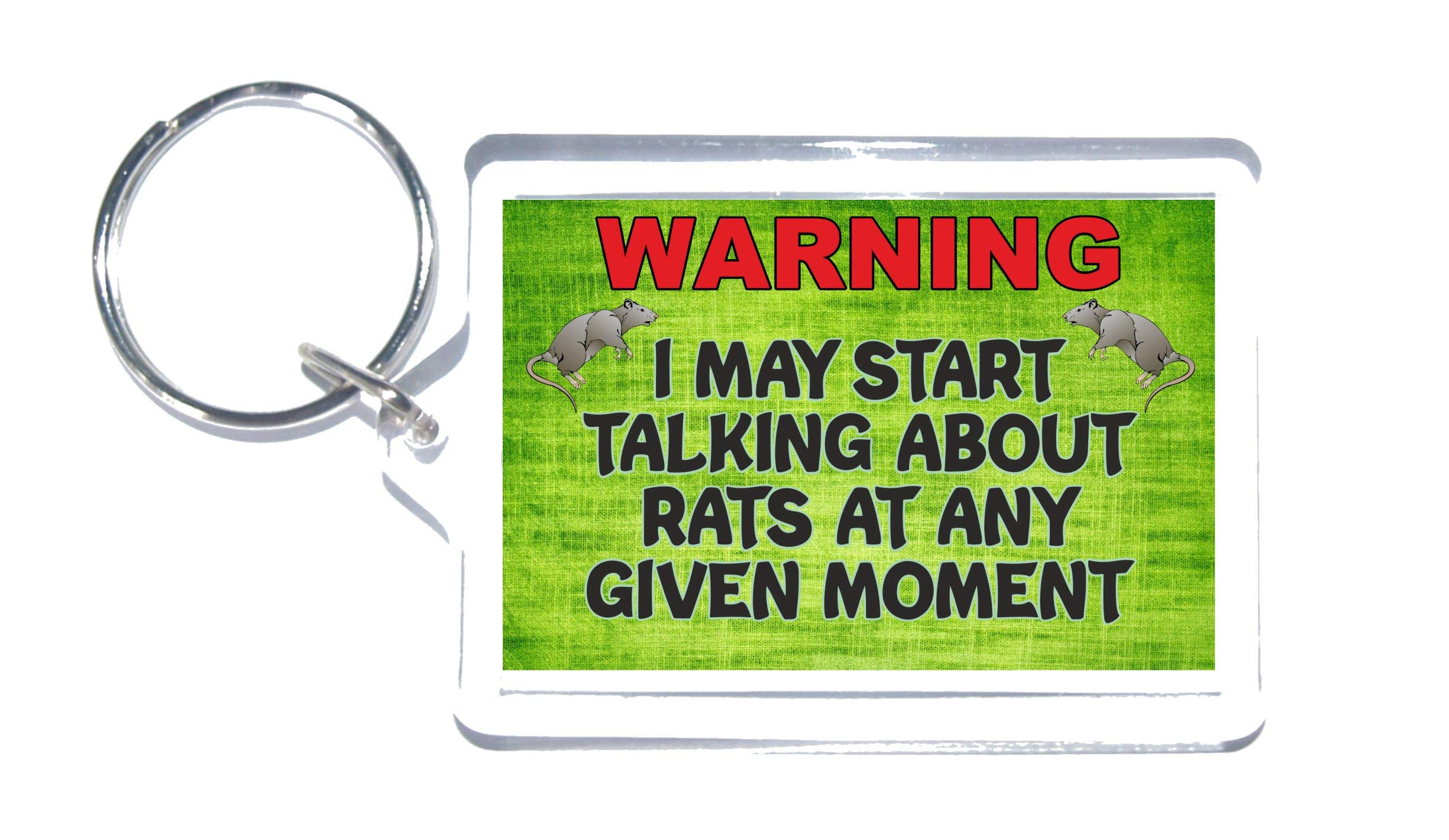 Clare's Cosmetics Red Fun Rat Lover Gift – Warning I May Start Talking About Rats – Novelty Keyring Present