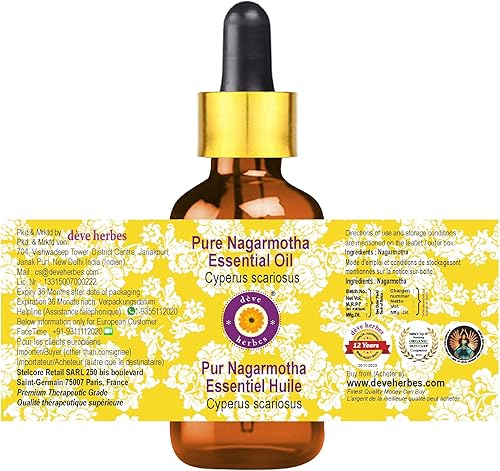 Miniatura 3 de Deve Herbes - Aceite esencial puro de nagarmotha con cuentagotas de vidrio, 0.2 fl oz (0.16 oz)