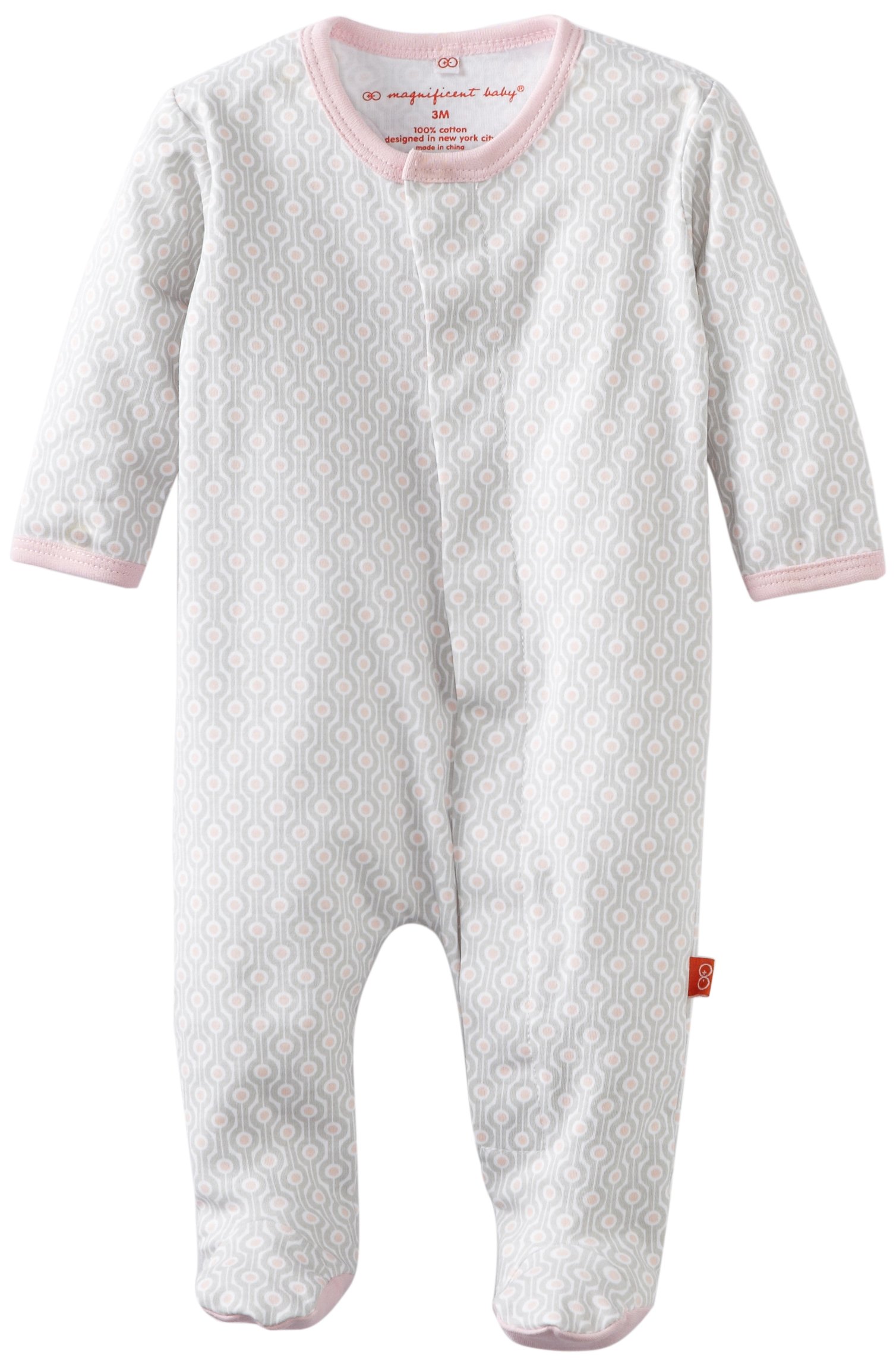 Girls Magnetic Fastener Cotton Footie Pajamas