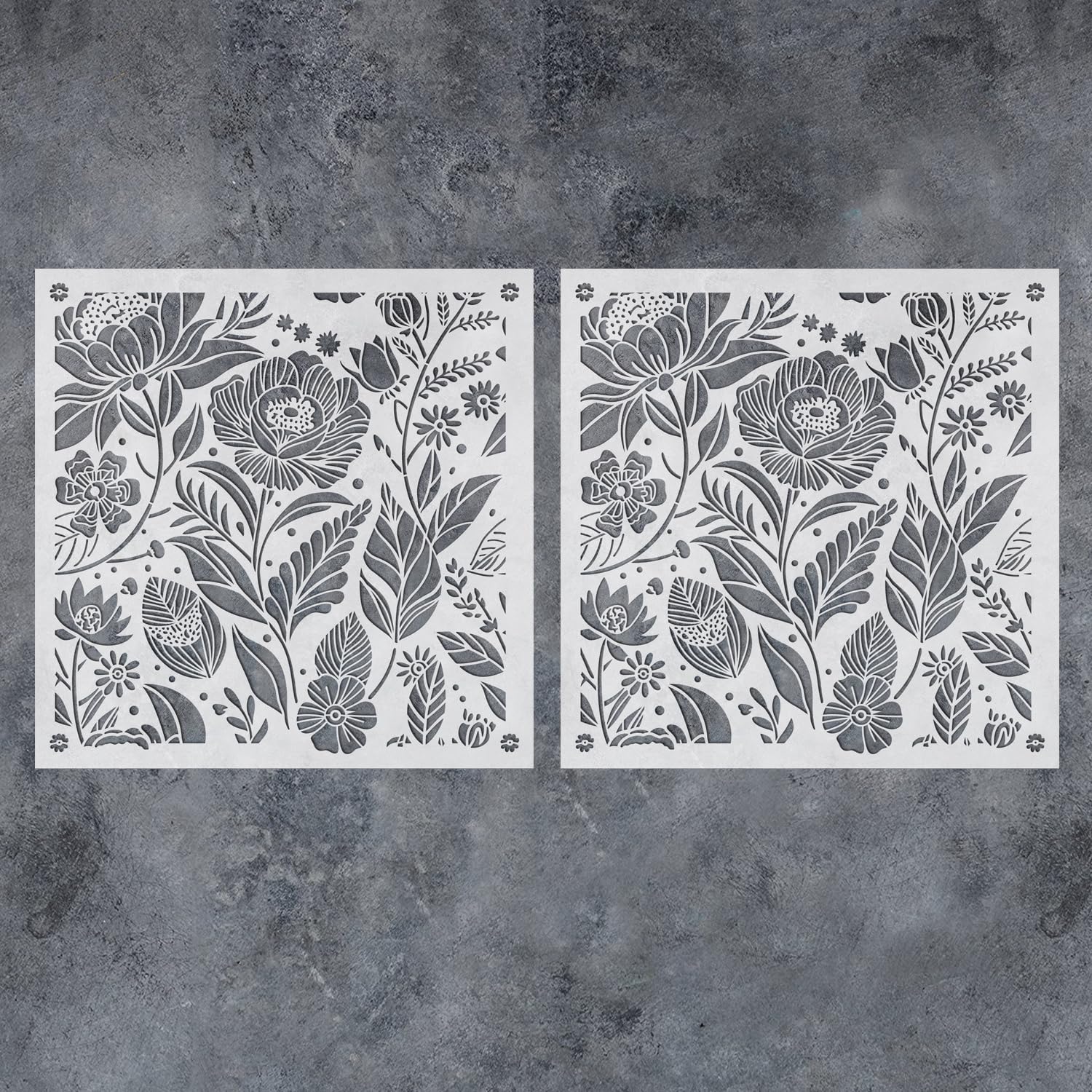 GSS Designs Lot de 2 pochoirs muraux réutilisables Motif fleurs sauvages des bois 40,6 x 40,6 cm