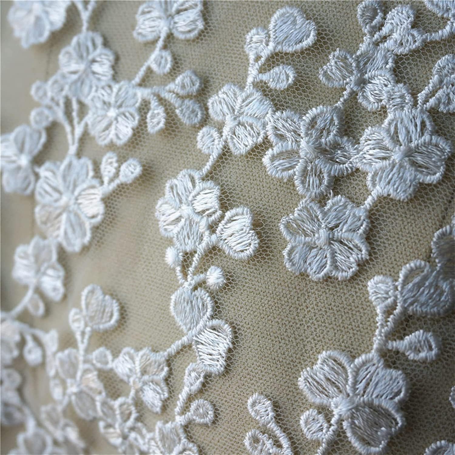Lace Applique Floral Embroidery Sew On Patch for Wedding Dress White Embroidered Flower 30x59cm