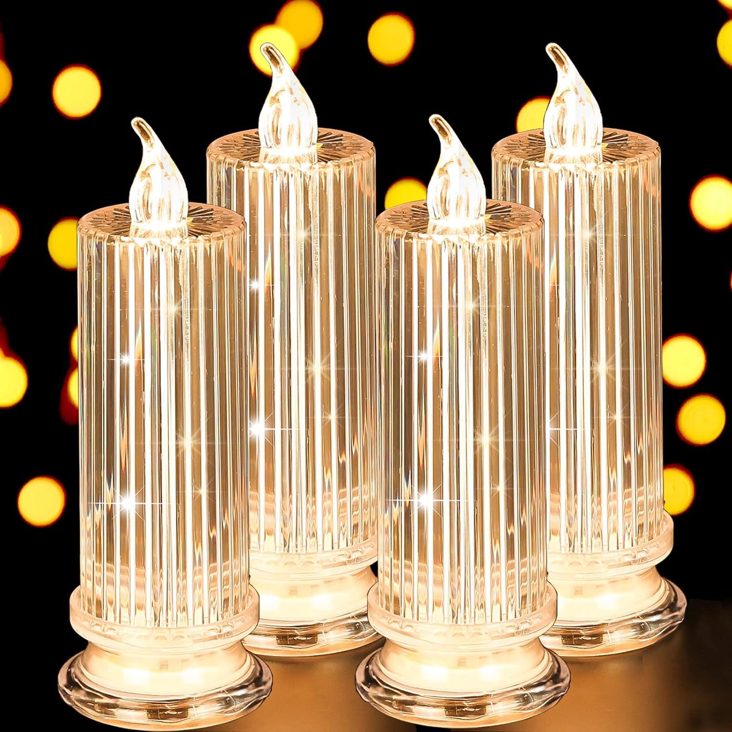 Azonee Flameless Candles, 4 PCS LED Clearance Pillar Candle Battery Operated, Batteries included,Realistic Fake Electronic Candles for Christmas Bedroom Birthday Wedding Decorations, D:2.5" x H:7"