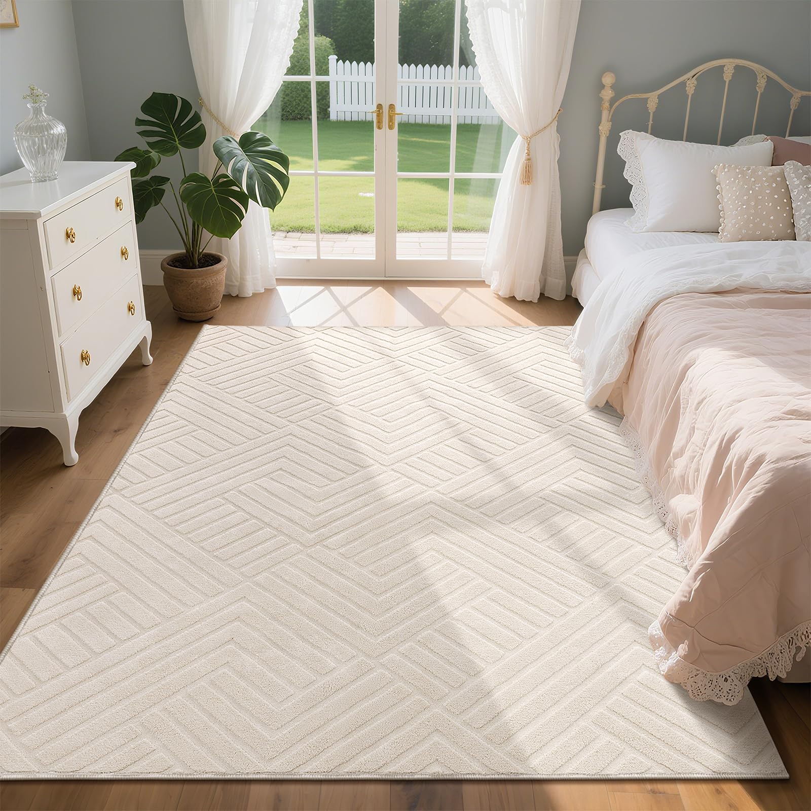 Enyhom Tappeto Salotto Moderno Pelo Corto 160 x 230 cm Geometrico Tappeto Camera da Letto Antiscivolo Lavabile in Lavatrice Soffice Tappeto Soggiorno per Salotto, Sala da Pranzo, Cameretta dei Bambini