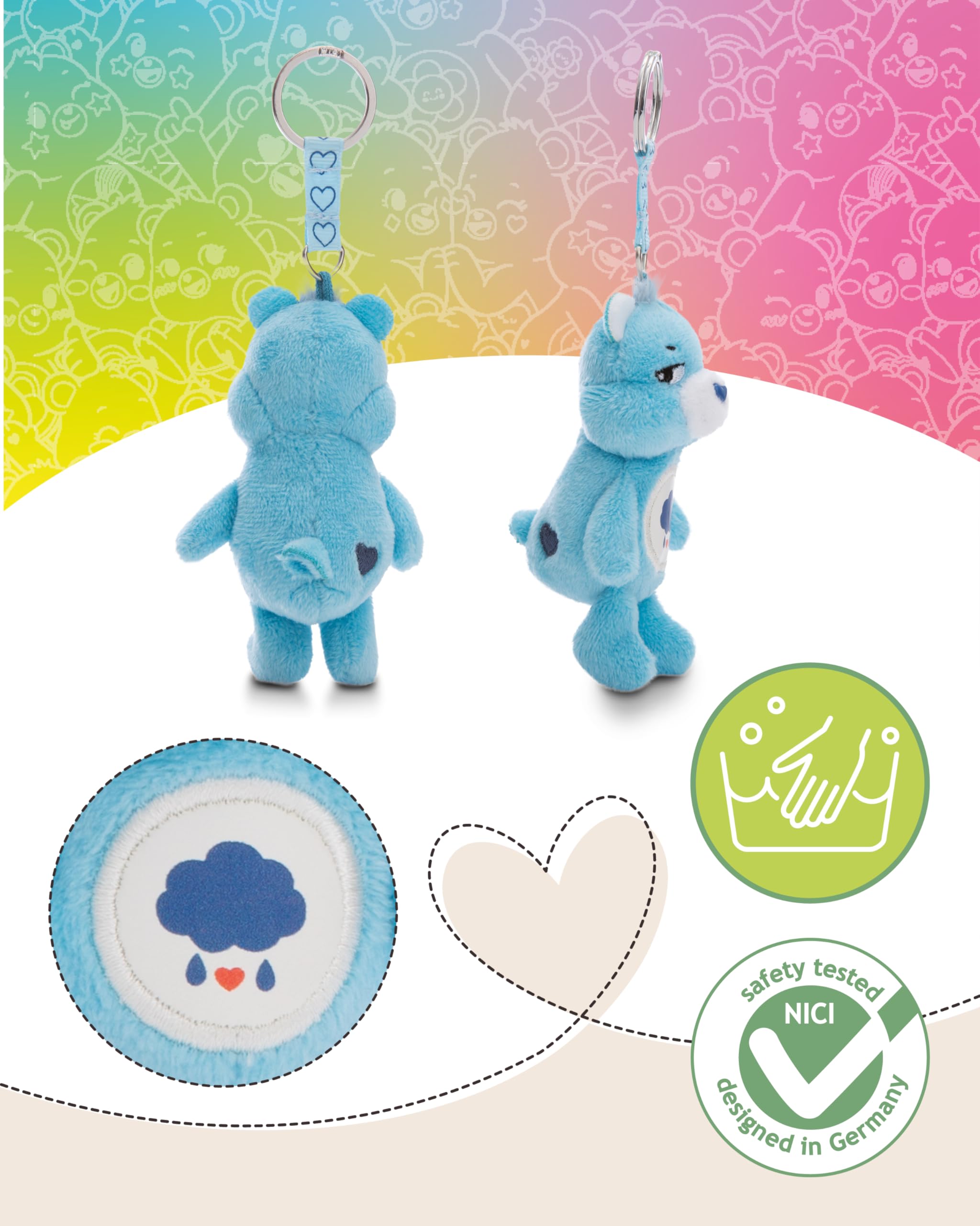 NICI Portachiavi Con Cinturino In Similpelle E Fiore Di Peluche, Turchese, 10 Cm, Regalo Originale Per La Mamma