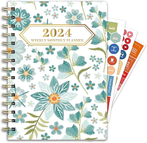 Ymumuda Agenda 2024, planificador semanal y mensual de 12 meses de enero de 2024 a diciembre de 2024, 8.4 x 6 pulgadas, planificador en espiral con