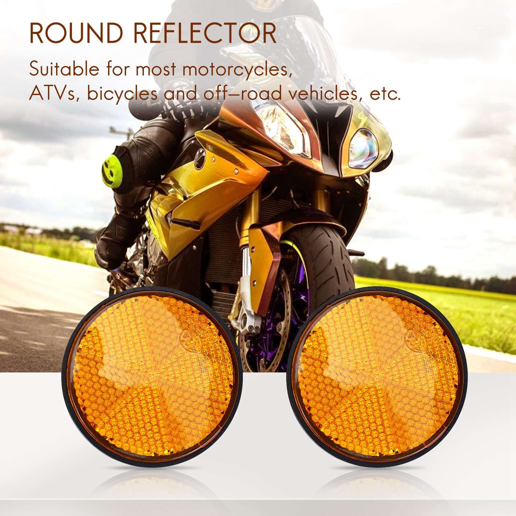 2pcs Universal Round Front Reflector Plastic For Most Motorcycles - Foto 6