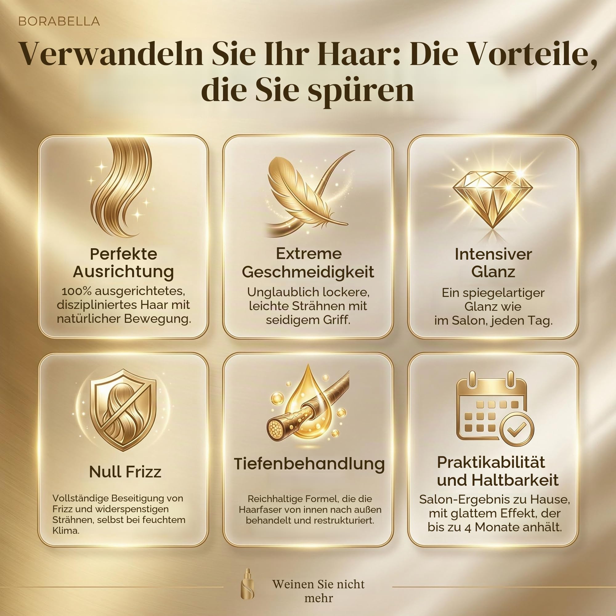 Borabella Não Chore Mais (No More Cry) Professionelles Haarpflege-Set, Formaldehyd-freie Haarglättungsbehandlung mit Shampoo und Ultra Glättung Behandlung, 2 x 1000 ml