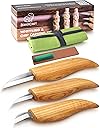 BeaverCraft Wood Carving Knife Kit S15 Whittling Kit for Beginners, Kids - Wood Carving Tools Set with Detail Chip Knife Sloyd Whittling Knives & Leather Strop, Polishing Compound and Tutorials