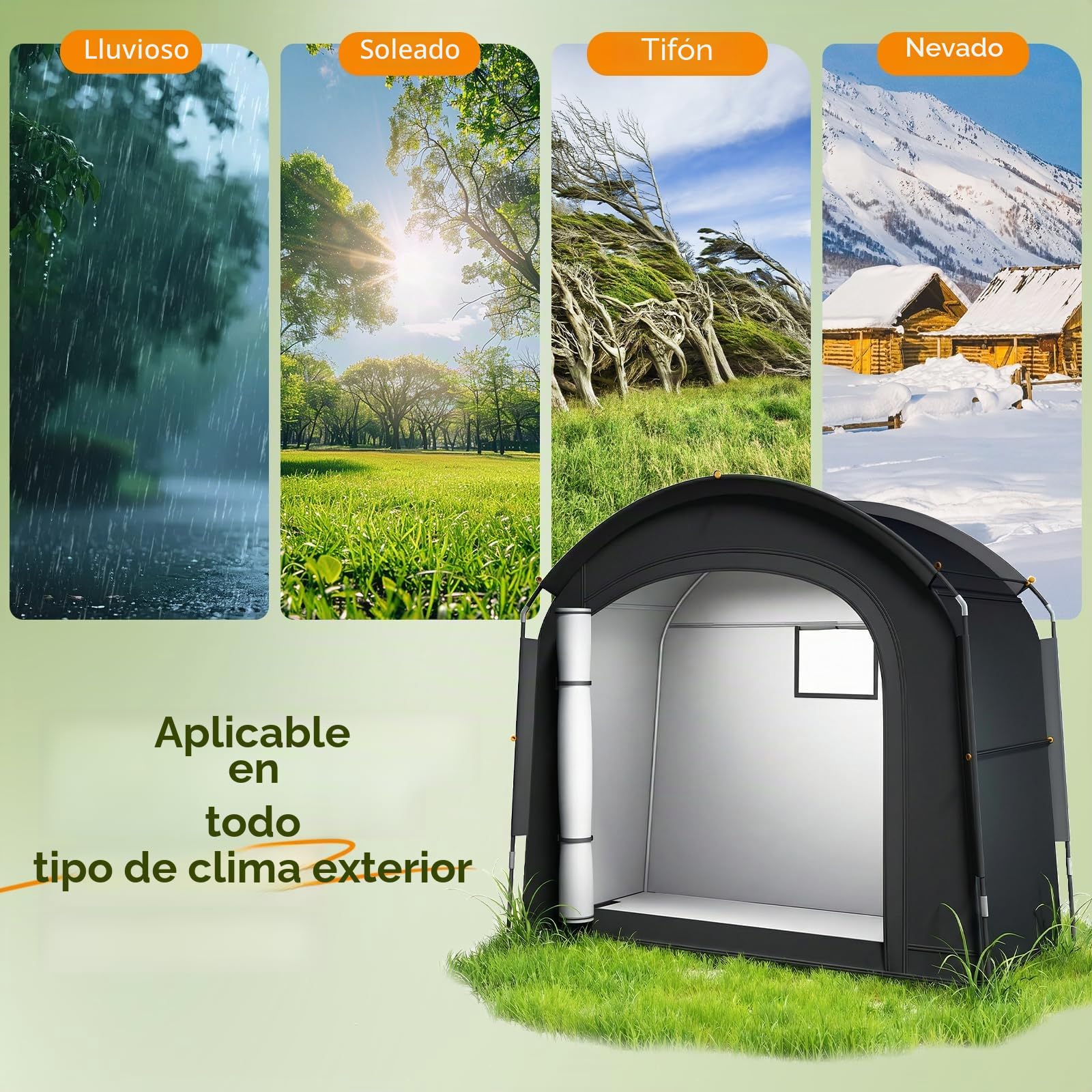 Tienda de campaña para 2 – 3 bicicletas, garaje portátil para bicicletas 200 x 80 x 165 cm, con tejido Oxford 420D PU4000, resistente al agua, portátil, camping, tienda auxiliar para bicicleta, garaje