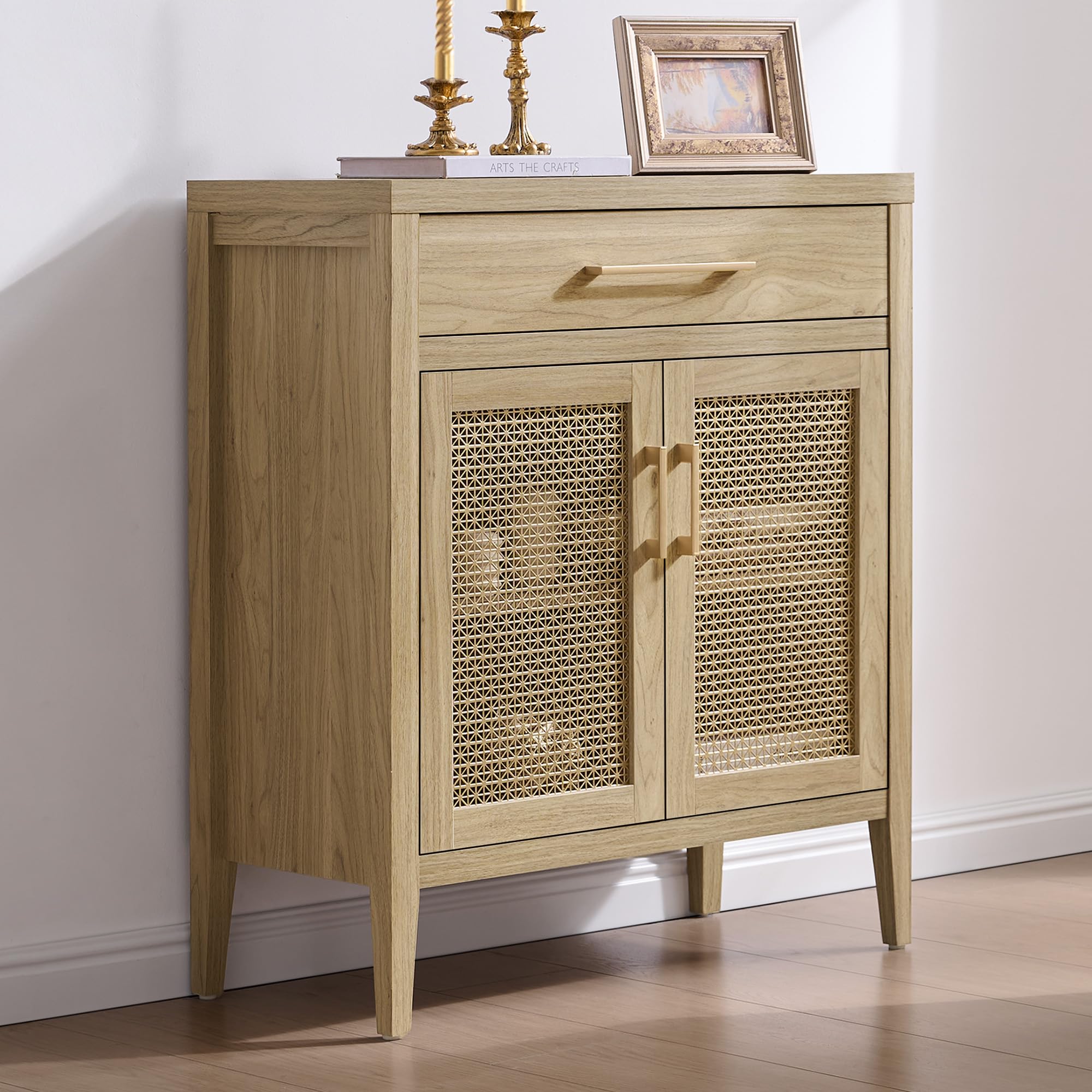 SICOTAS 30" Kitchen Sideboard Buffet Cabinet with Storage, Modern Coffee Bar Cabinet with Adjustable Shelves & Gold Mesh Doors, Storage Cabinet with