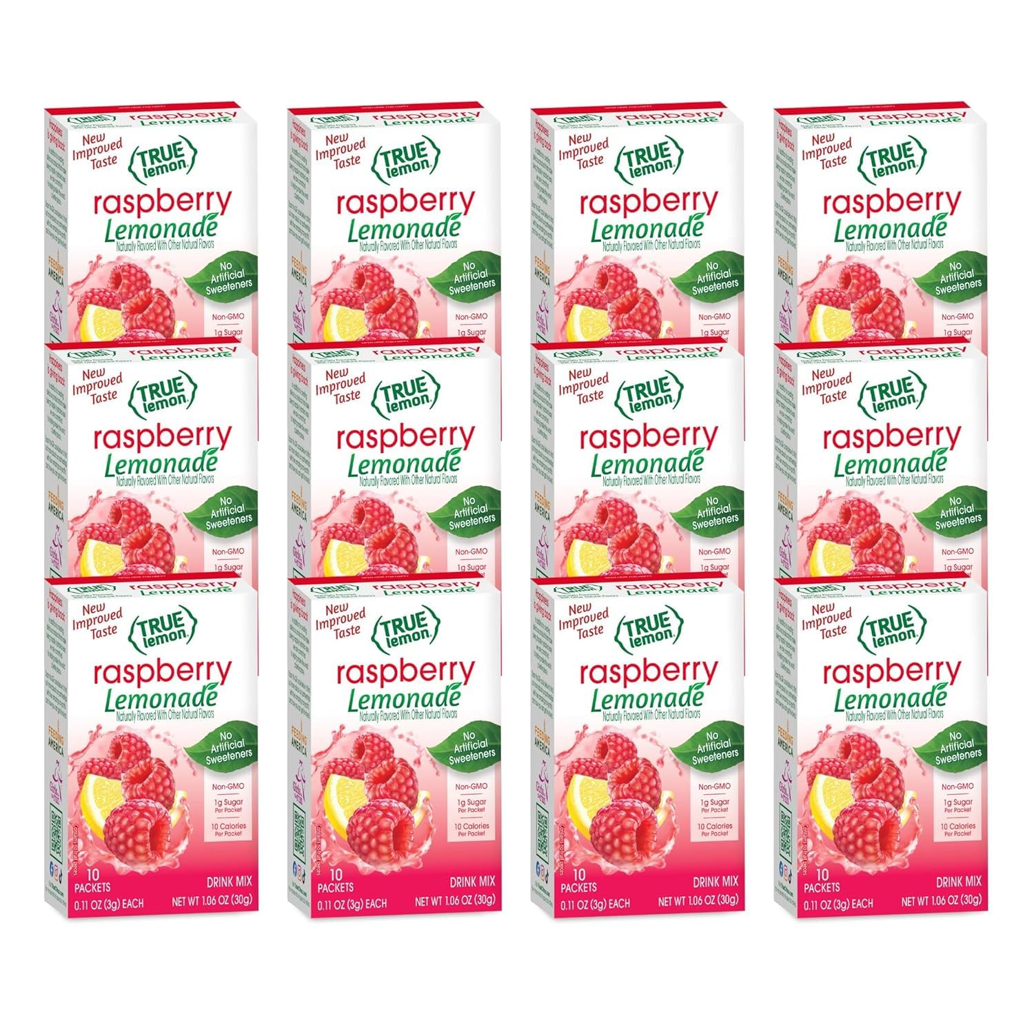 True Lemon Raspberry Lemonade 10ct (Pack of 12) - Drink Mix - No Artificial Sweeteners, Low Calorie - Powdered Drink Mixes & Flavors - Water Flavor Packets & Water Enhancer with Stevia
