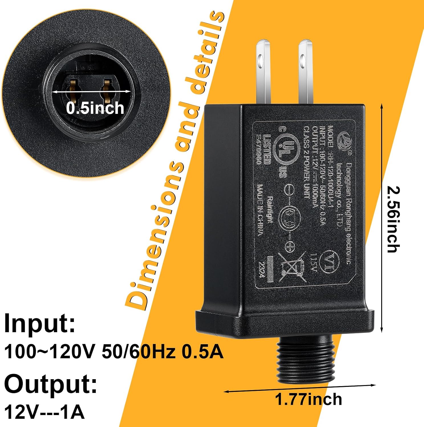 2PCS Replacement Yard Inflatable Adapters,Low Voltage Transformers US Plugs image 5