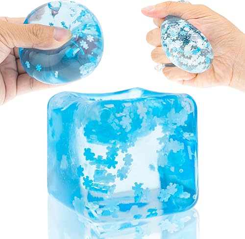 Miniatura 1 de Cubo de hielo Squishy Juguetes TPR Transparente Bloque de Hielo Mochi Squishy Juguetes Fidget Pelotas Estrés para Adultos Juguete de Alivio del