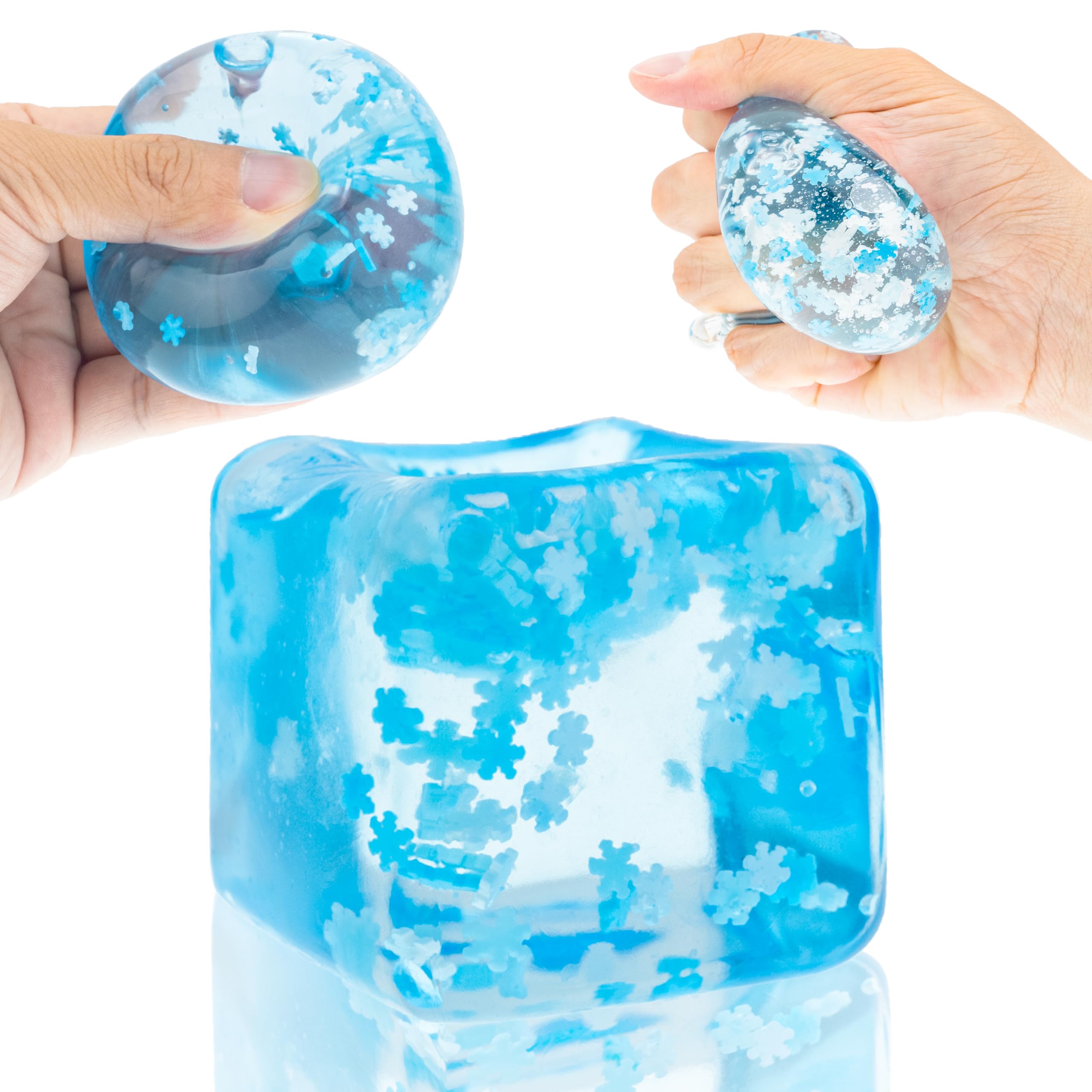 Ice Cube Squishy Toys TPR Transparent Ice Block Mochi Squishy Fidget Toys Stress Balls for Adults Stress Relief Toy Squeeze Toys Mini Squishies for Party Favors Gifts