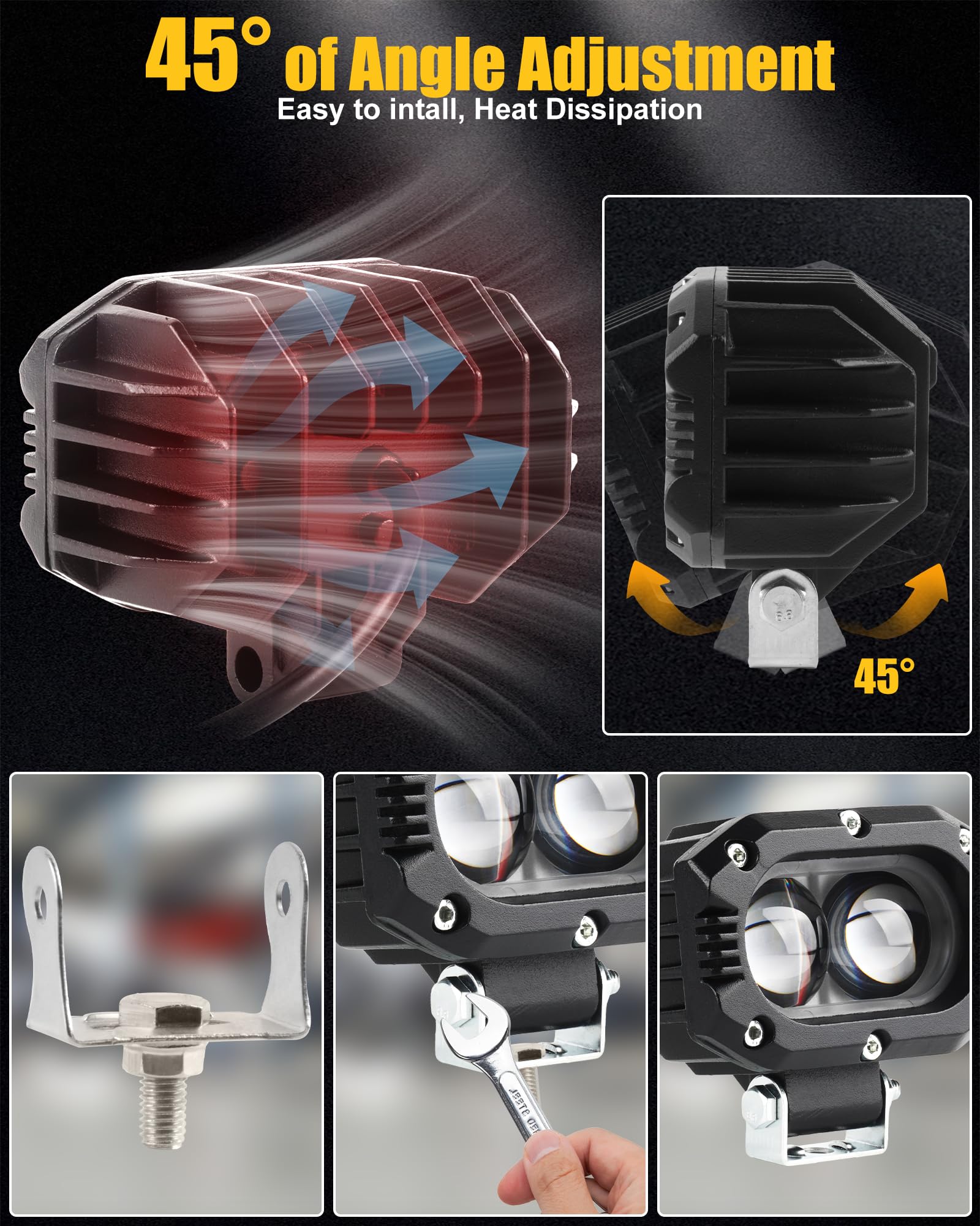 LIGBT 2 Stück 4 Zoll LED Arbeitsscheinwerfer 96W kaltweiß 6000K, 12V 24V Zusatzscheinwerfer Fernlicht, IP68 Rückfahrscheinwerfer für Offroad SUV LKW ATV UTV Traktor