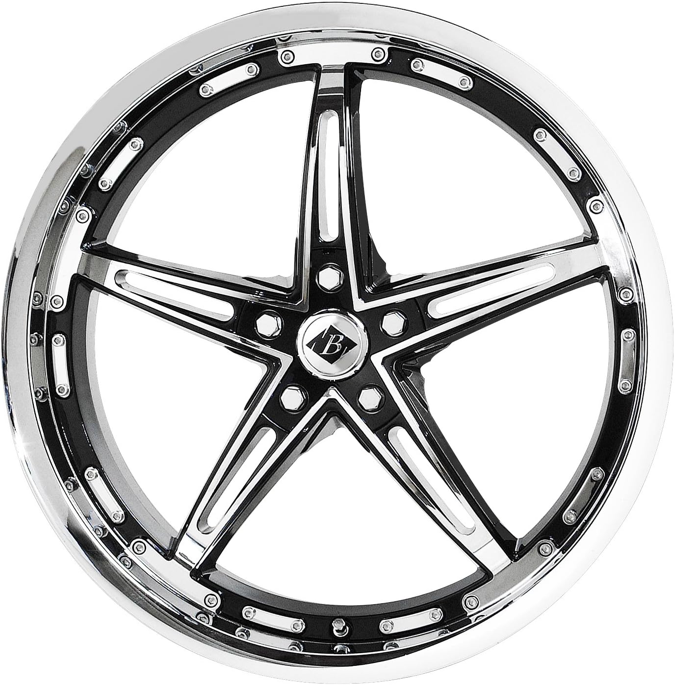Mayhem Gloss Black Wheel with Chrome Spoke and Lip (17x7.5"/5x120 mm)