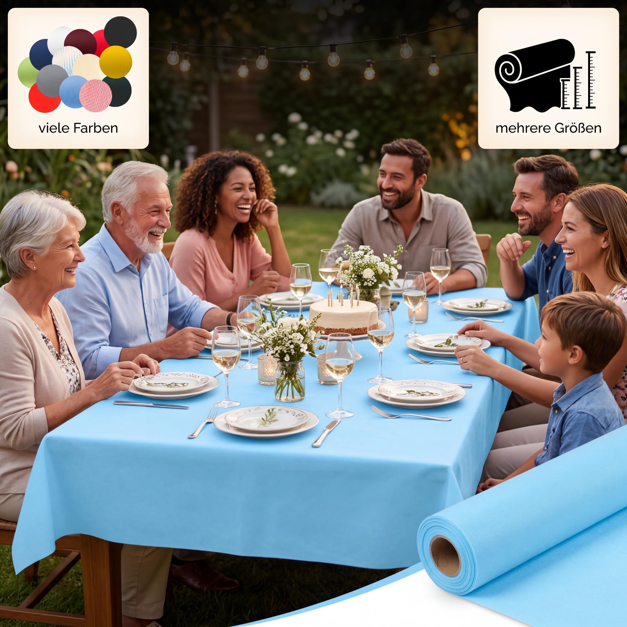 Sensalux Vlies Tischdeckenrolle 2er Set 1,18 x 25 m Weiß, 80 g/m² | abwaschbar, wasserabweisend, stoffähnliche Tischdecke Rolle, OEKO-TEX, Party, Catering, Gastro
