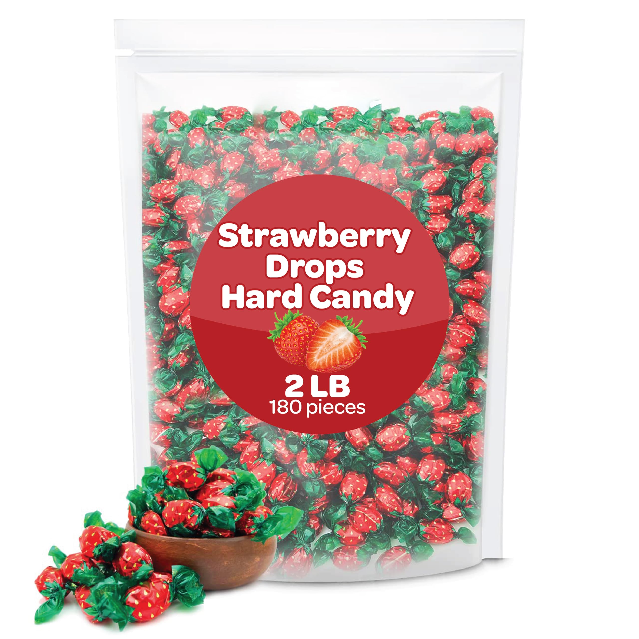 Funtasty Strawberry Flavored Hard Candy, Bulk Pack 2 Pounds