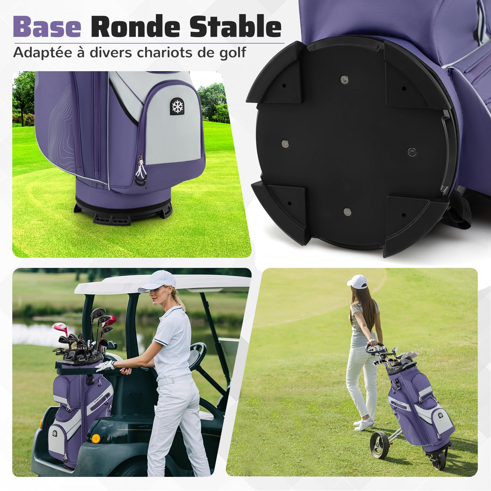 COSTWAY Sac de Golf avec 14 Compartiments, Sac de Club de Golf Portable avec Fermeture à Glissière 11 Poches Sac Isotherme Sangle Rembourrée Poignées Porte-Parapluie Housse de Pluie