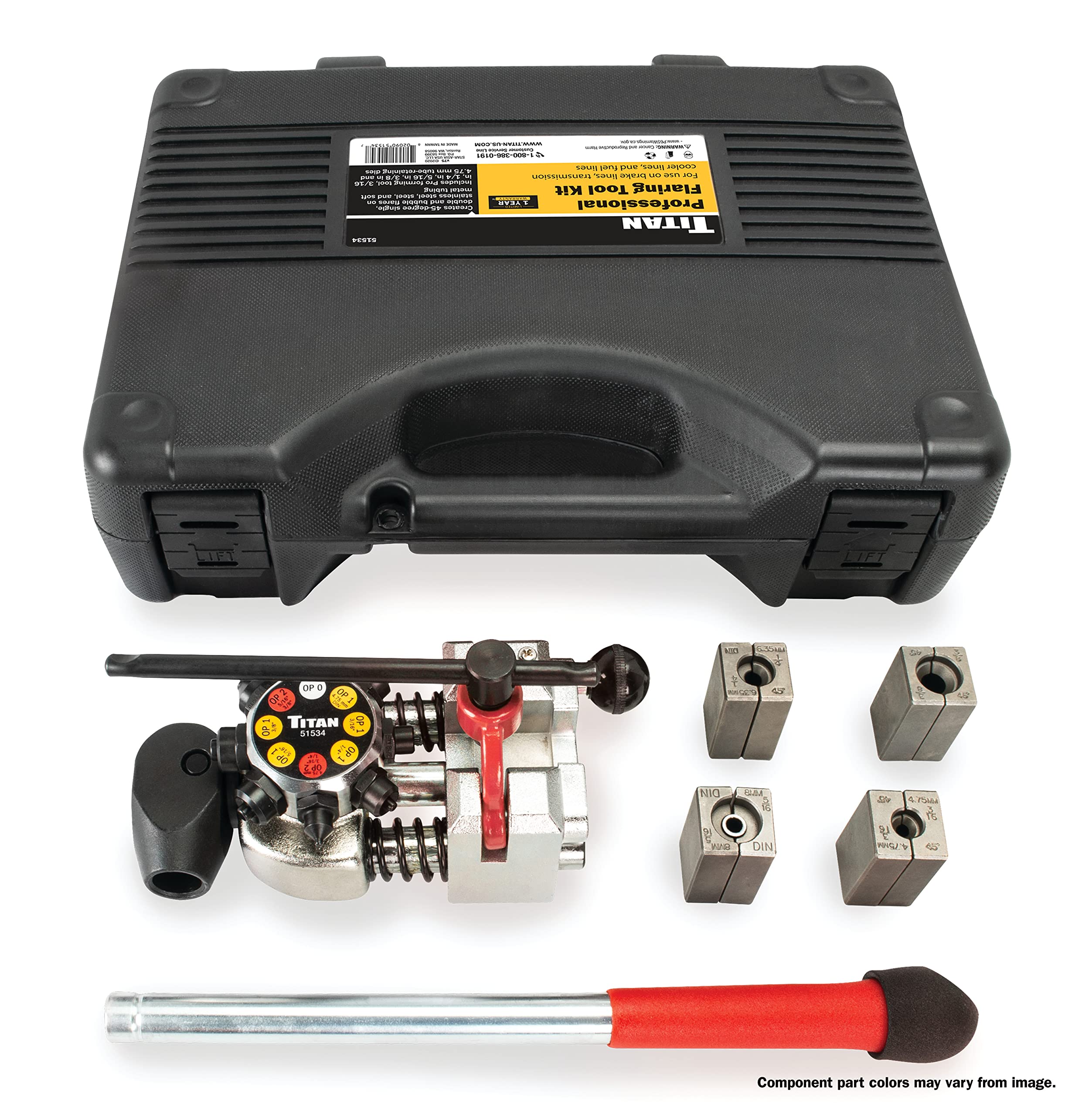 Titan 51534 Professional Single, Double, and Bubble Flaring Tool Set, Black