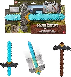 Mattel Minecraft ĂpĂ©e et Pioche 2 en 1, accessoire pour jeu de rĂŽle inspirĂ© de