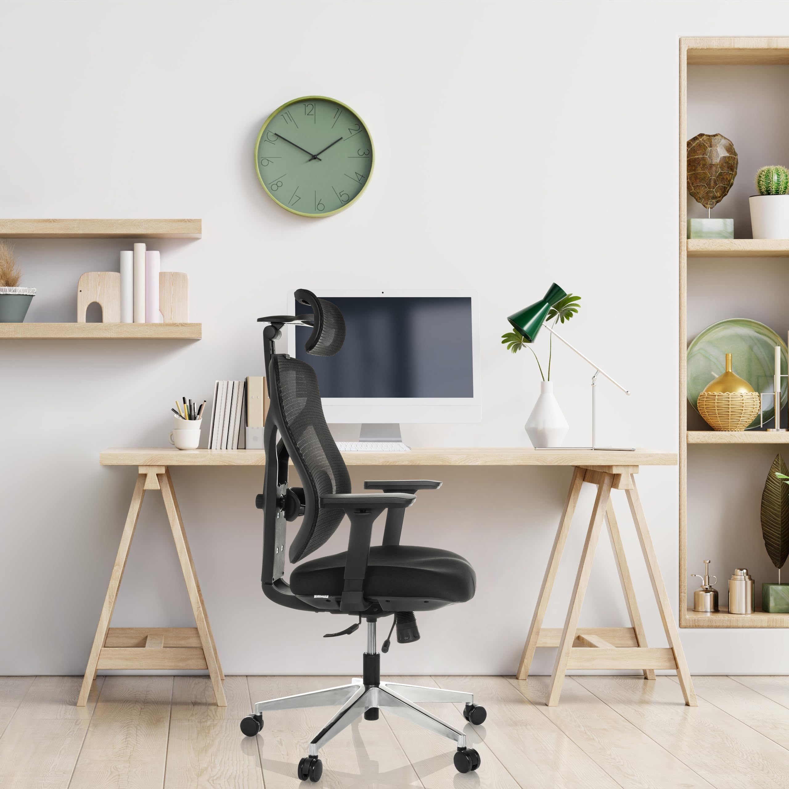 hjh OFFICE Bürostuhl ergonomisch CASSILIS B Netz Drehstuhl, Verstellbare Rückenlehne mit Lendenstütze, Körpergröße bis 220 cm, Schwarz