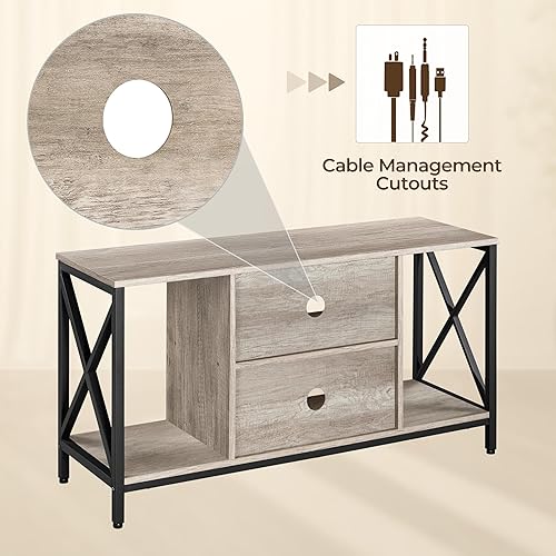 Miniatura 8 de Yaheetech Soporte de TV Industrial para TV de 55 Pulgadas, Mesa de Centro de Entretenimiento y Consola de Medios con Almacenamiento Abierto para