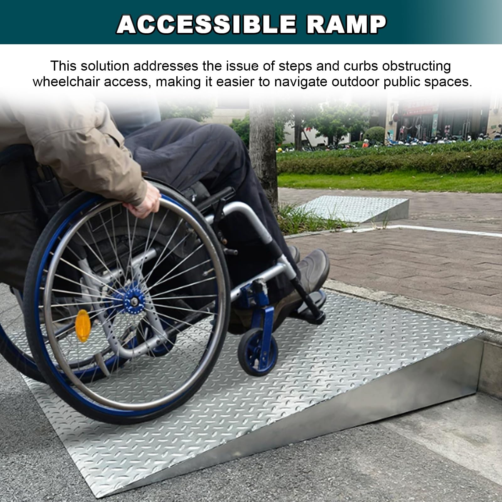 rampa para umbrales Rampa for Puerta con peldaños Inclinados de Acero Inoxidable, escaleras Antideslizantes, rampas for sillas de Ruedas, Scooters de Movilidad(32x12x4(80x30x10cm))