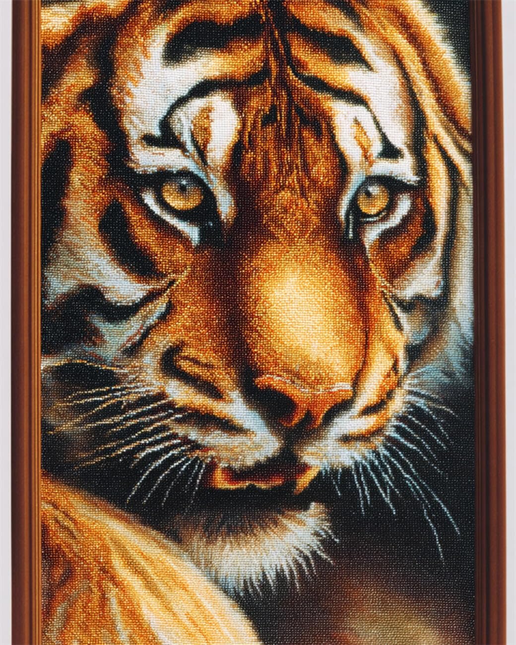 RKFLGEW DIY Seed Bead Embroidery Kits Tiger Oil Painting 30x40cm