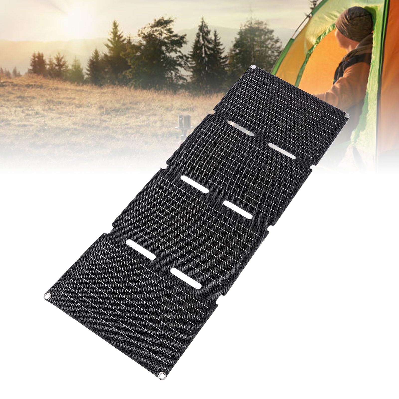 Caricatore a Pannello Solare Pieghevole da 80 W Pannello Solare USB Monocristallino Portatile Impermeabile Ed Efficiente per L'escursionismo in Campeggio