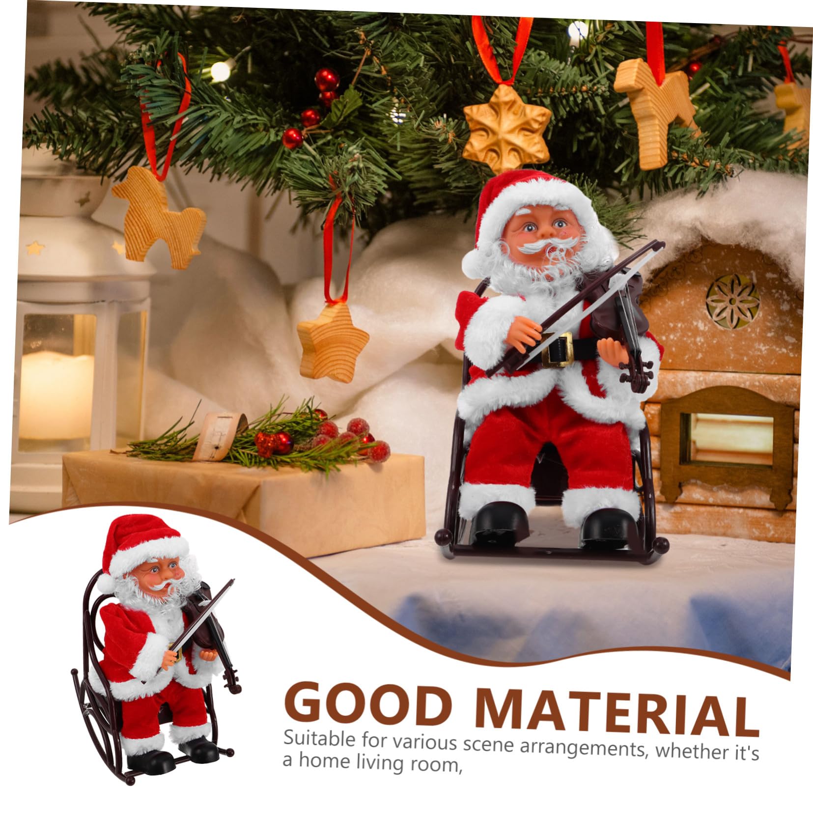 SUPVOX Juguete de Papá Noel Eléctrico con Música para Fiestas Navideñas Figura Decorativa de Papá Noel con Instrumento Musical para Repisa de Mesa