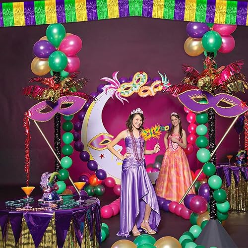 Miniatura 10 de Paquete de 6 guirnaldas de flecos metálicos de oropel de 10 pies para colgar en la pared, para desfiles, despedidas de soltera, bodas, cumpleaños,