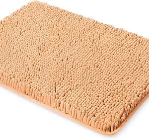Amazon.com: Yeaban Peach Bathroom Rugs – Thick Chenille Bath Mats | Absorbent and Washable Bath ...