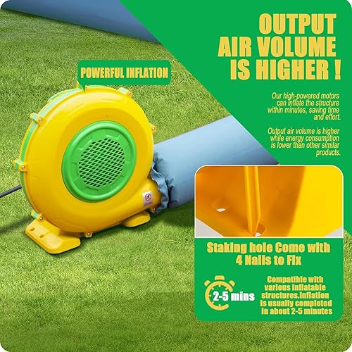 Miniatura 4 de Soplador de aire para inflables, soplador de casa de rebote de 1100 W, 1.5 HP, soplador inflable comercial para casa de rebote, puente, toboganes de