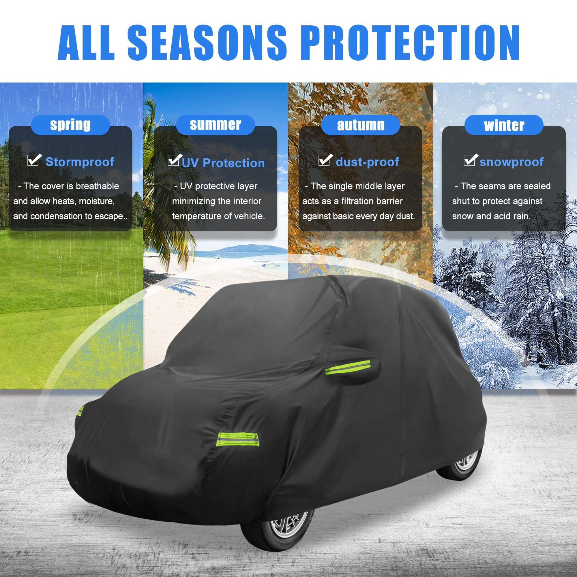 QUARKZMAN wasserdichte Autoabdeckung Outdoor Für FIAT 500 07-22 1pc