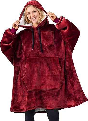 PAVILIA Manta con capucha para mujer, manta Sherpa para hombre, acogedora manta de gran tamaño, sudadera con capucha