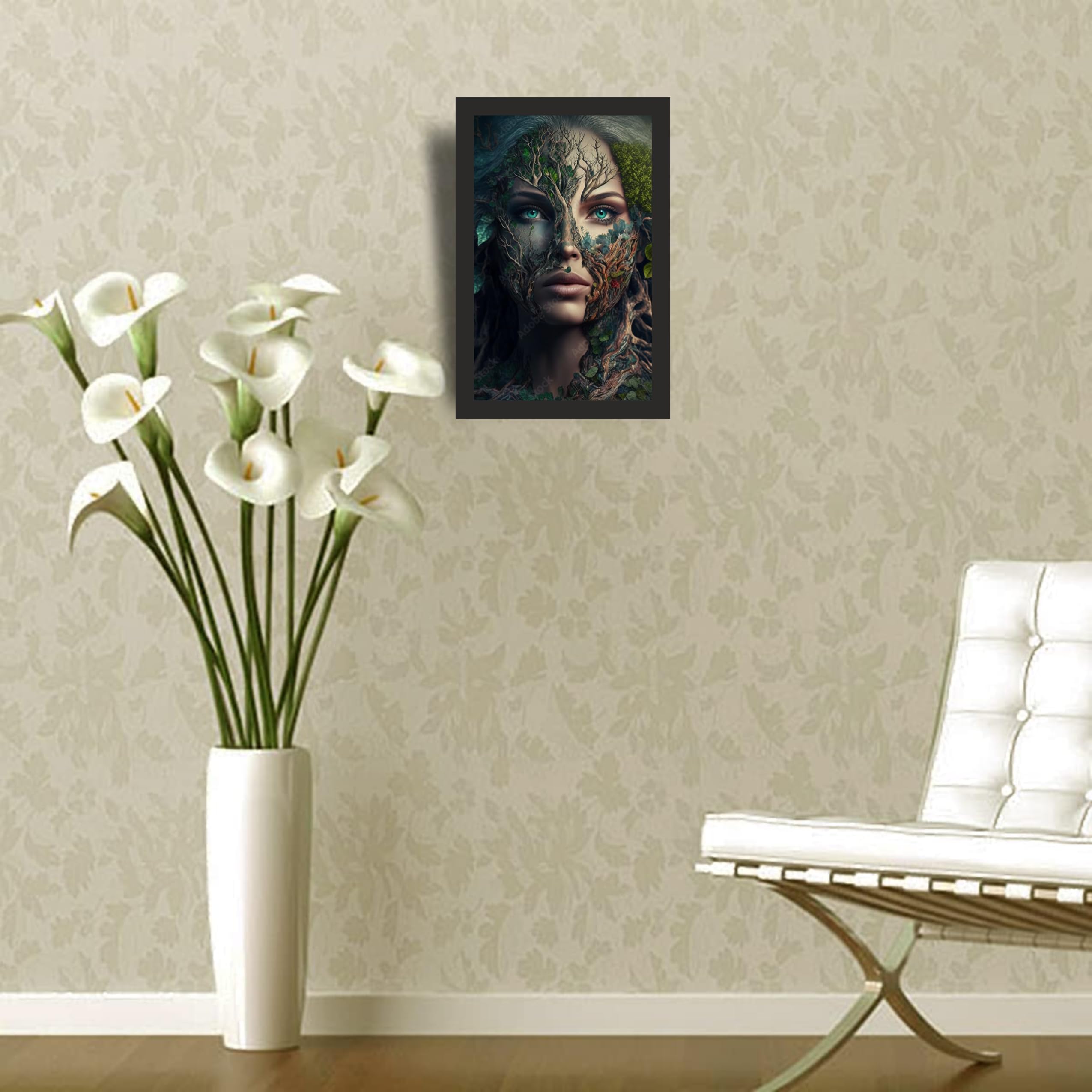Nature Spirit Woman Wall Art Frame 12x18 Inch