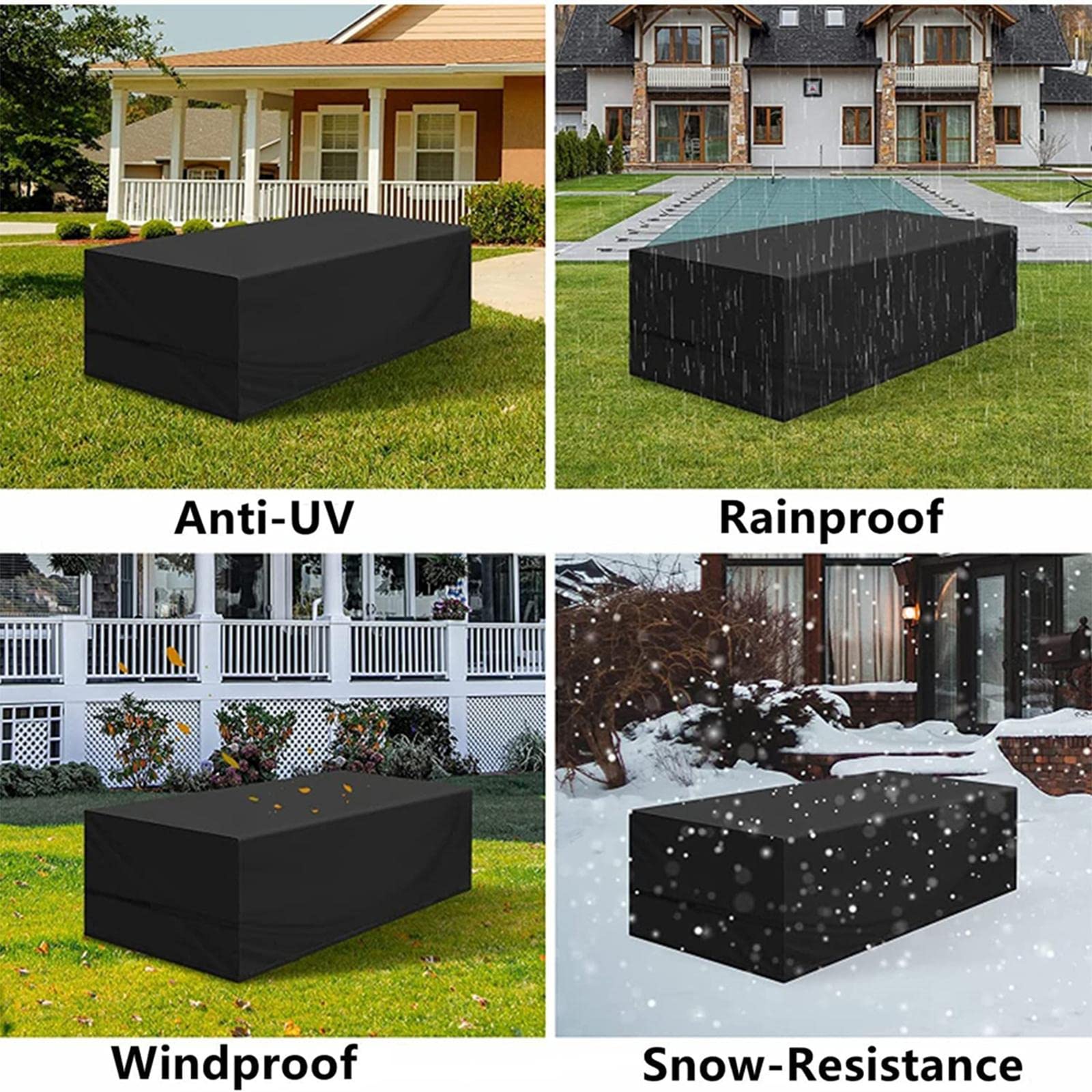 Gartenmöbel-Abdeckplane 160x160x160 Cm – Rechteckig, Aus 420D Oxford, Winddicht & UV-beständig