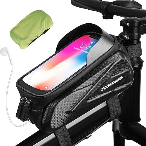Bolsa de marco frontal para teléfono de bicicleta, bolsa de bicicleta impermeable, soporte para teléfono de bicicleta, bolsa para manillar de tubo