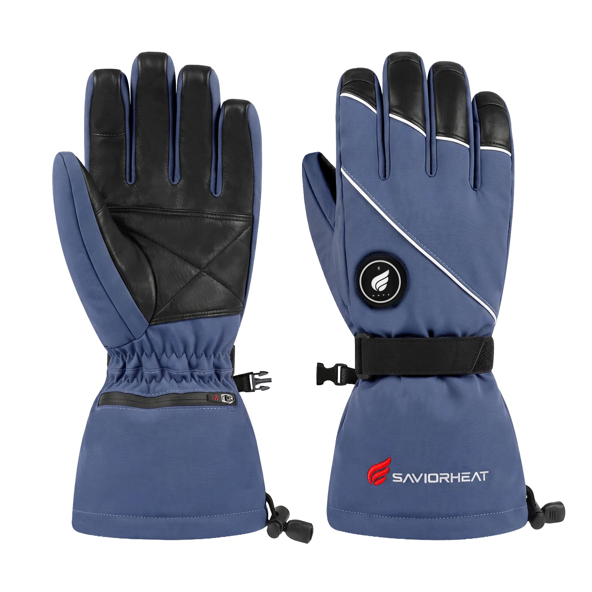SAVIOR HEAT Heated Gloves for Men Women, Rechargeable Electric Heated Leather Skiing and Snowboarding Gloves