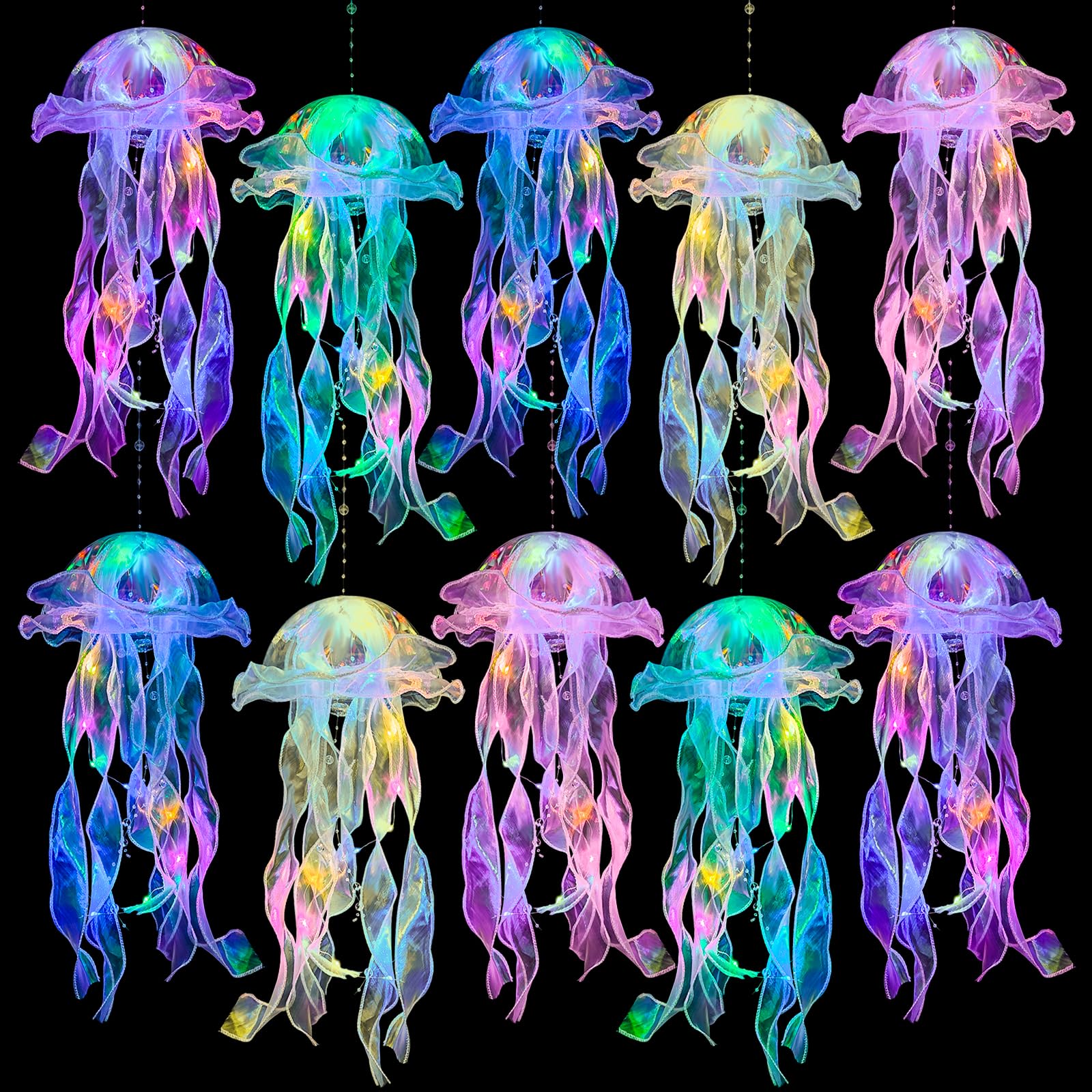 Jellyfish Decorations -10 Pcs Jellyfish Lanterns, Hanging Jelly Fish Decorations, for Mermaid Theme Party Under The Sea Party Decorations & Ocean Themed Party Decorations Supplies Birthday Gifts