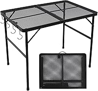 Vista 12 de Mesa Plegable de Metal Pequeña de 23"L×15"W×22"H, Mesa Lateral de Parrilla Camping BBQ para Jardín Exterior Patio Yard- Portátil Ligera, Soporte