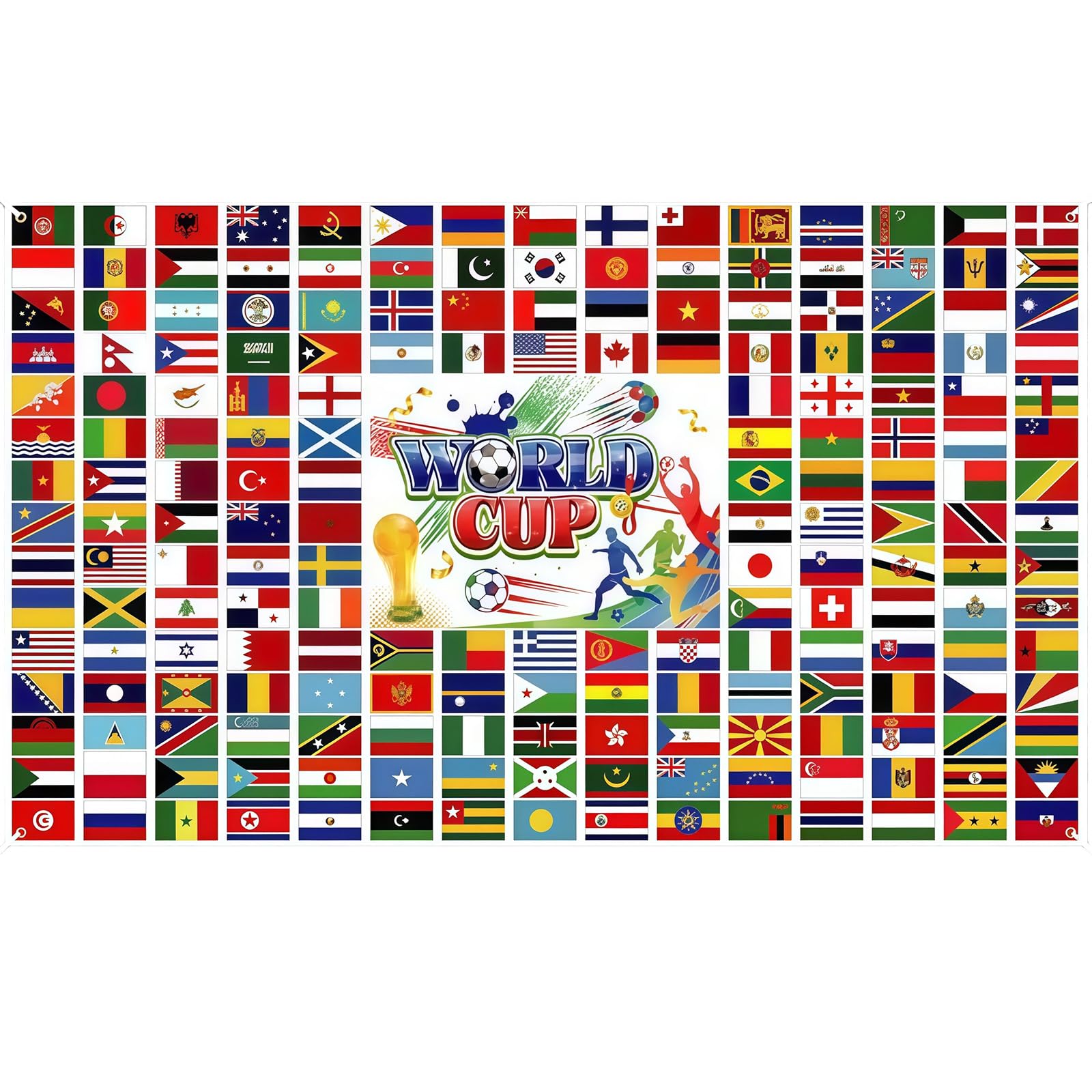 XQMMGO 2026 World Cup Football Country Flag Backdrop, Flags of The WorldCup Large Banner, Football-Banner Decoration, with Four Brass Eyelets, for Wall, Garden, Indoor & Outdoor Party Decor